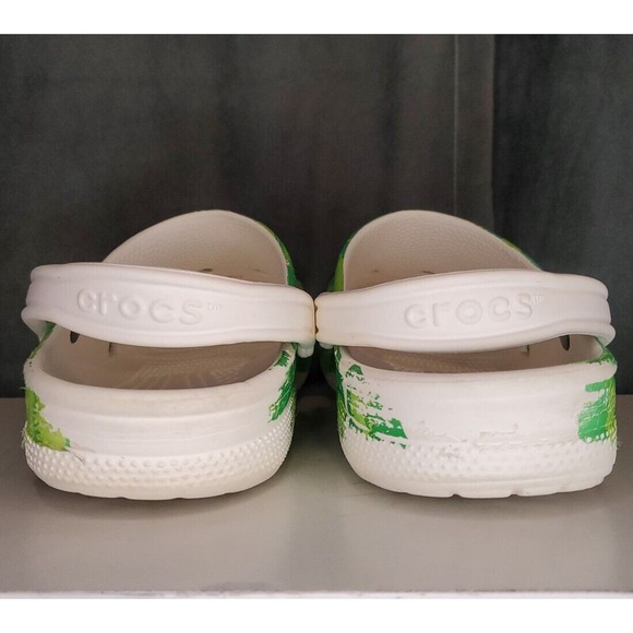 CROCS Classic Clog White Green Palm Leaves RARE Design US Men's Size 13 - Picture 4 of 10